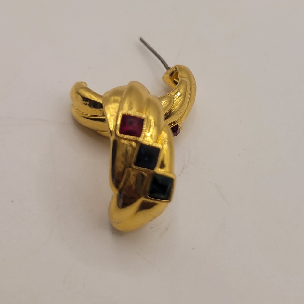 Byzantine Vintage Colorful Gold-Tone Pierced Earrings